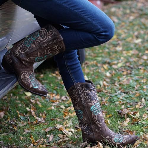 Soto Boots Turquoise Rose Country Cowgirl Boots M500323