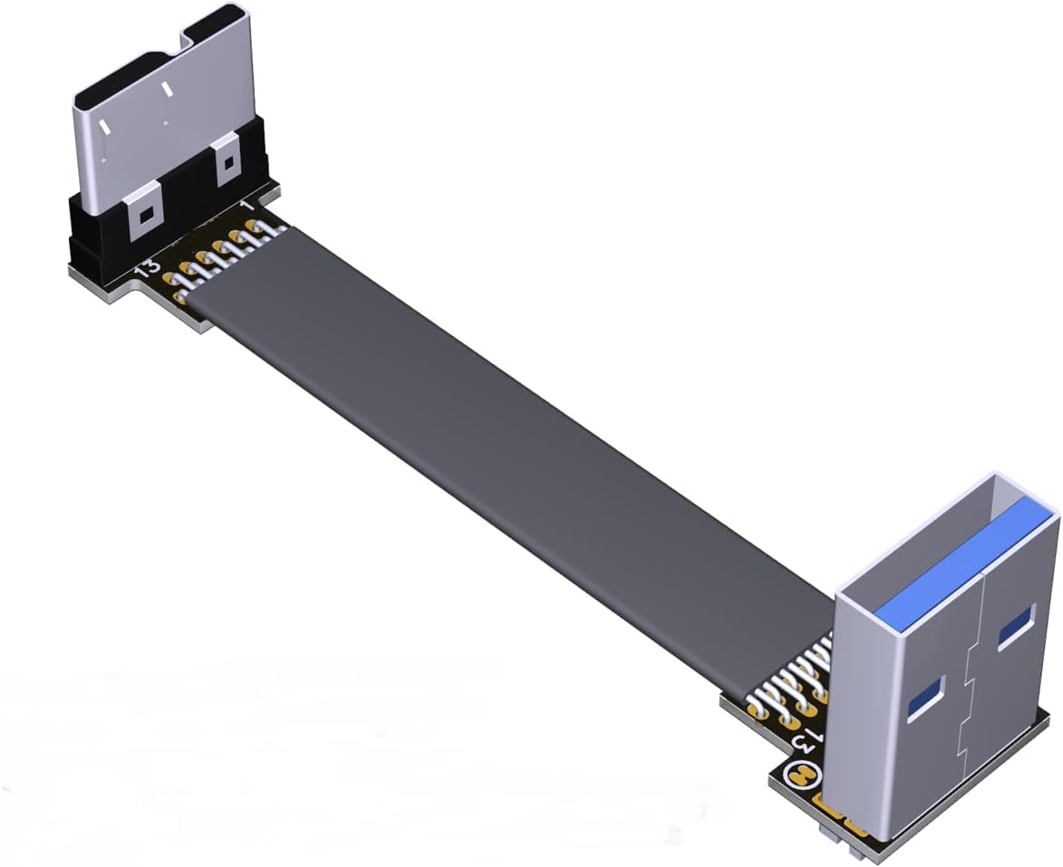 QJJ USB 3.0 Type-A Male to Micro-B Male Flat Cable (15cm, S1B-W8A)
