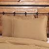 VHC Brands Burlap Pillow Sham Cover with Fringed Ruffle Cotton Farmhouse Decor Button