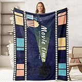 keepitcozi Movie Throw Blanket for Movie Lovers Adult Kids, Theater Popcorn Gifts Blanket Home Room Decor for Women Men, Flannel Soft Blanket for Bed Couch 50'x60'