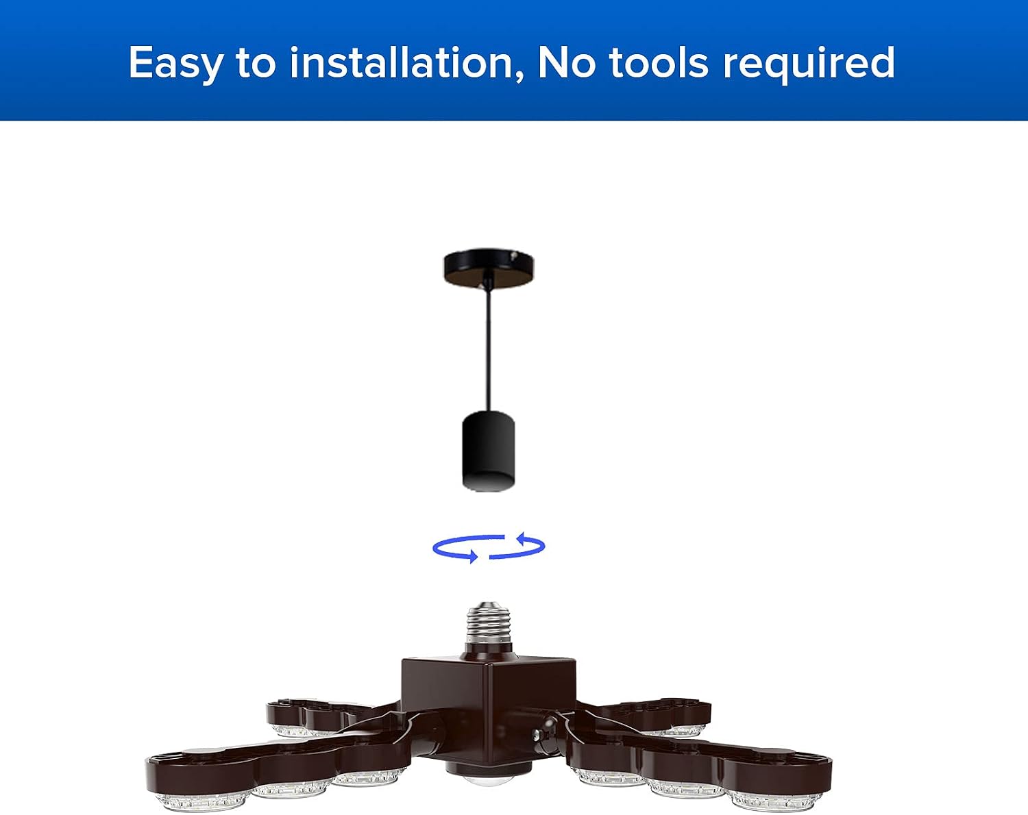 SANSI LED Garage Lights Infrared Sensor, 60w(480W Equivalent) Deformable Ceiling Light with 4 Adjustable Panels LED Shop Light 5000K Super Bright E26 Natural Lighting E26 for Garage,Workshop,Basement