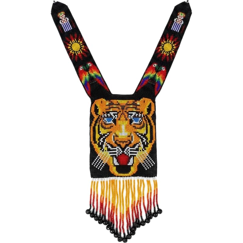 Collier Gerdan ukrainien fait main bijou traditionnel perles de rocaille multicolore