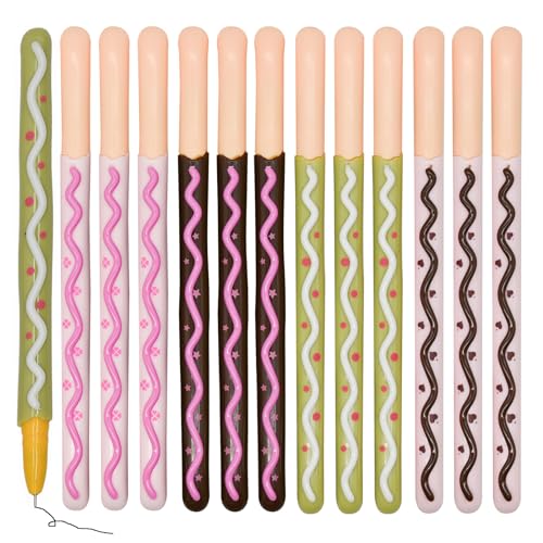 12 bolígrafos de gel rollers forma barra chocolate negro miniatura 1