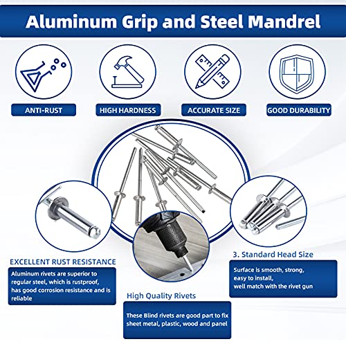 Blindnieten Sortiment CCLIFE 1000 Stück Aluminium Popnieten