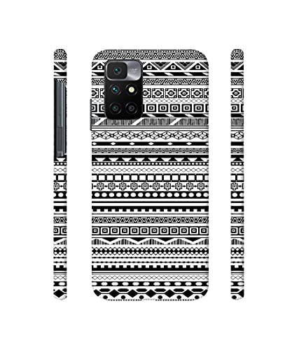 Image of Black & White Patterns Design 3D Printed Hard Back Case Cover for Mi Redmi 10 Prime