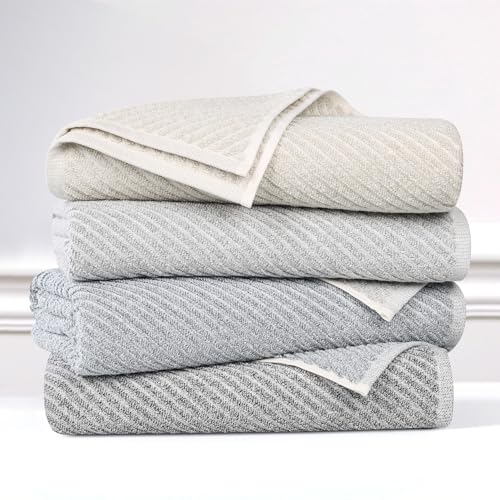 SUPERIOR Amelia Viscose Cotton Blend Medium Weight Towels, for Bathroom, Shower, Spa, Plush, Quick Dry, Ultra-Soft Towels, Bath Essentials, Ribbed Design, Bath Towels, Set of 2, Denim Blue by SUPERIOR - Used condition - Image 7