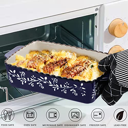 Avla A-BAKINGDISH-YZ-CBLUE-3S 3 Pack Ceramic Bakeware Set Porcelain Rectangular Baking Dish Lasagna Pans For Cooking Kitchen Casserole Dishes Cake Dinner 12 X 8.5 X 6 Inches Of Baking Pans Banquet And Daily Use Cobalt Blue thumb #2