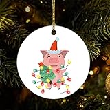Cheyan Animals and Lights Pig Christmas Ornament, Christmas Tree Ornament for Christmas Home Decor P