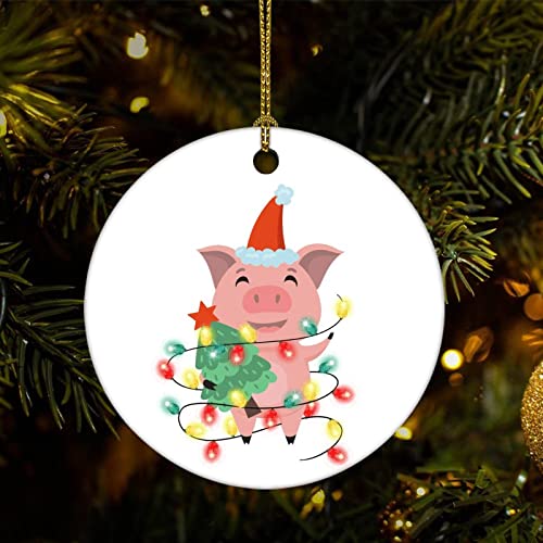 Cheyan Animals And Lights Pig Christmas Ornament, Christmas Tree Ornament For Christmas Home Decor Porcelain Ornament Xmas Hanging Ornament #TOP5