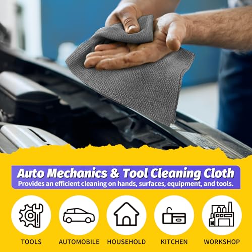 image for HOMERHYME Microfiber Cleaning Cloth,150 Pack Grey Cleaning Rags, Bulk 