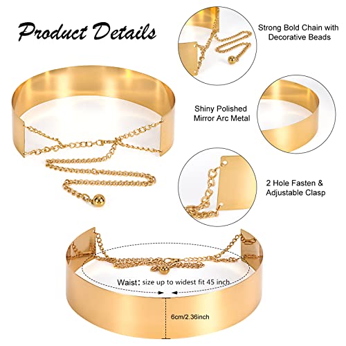 XZQTIVE Metal Waist Belt Women Shiny Polished Mirror Chain Belts Metallic Waistband Adjustable Body Link Dress Belts4