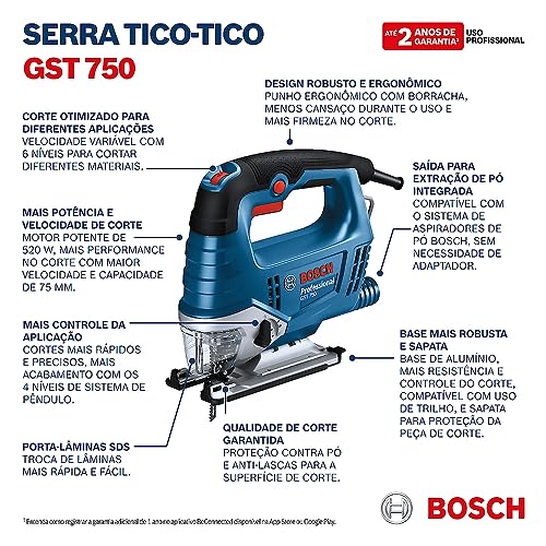 Bosch Serra tico tico GST 750 110V + 1 lâmina