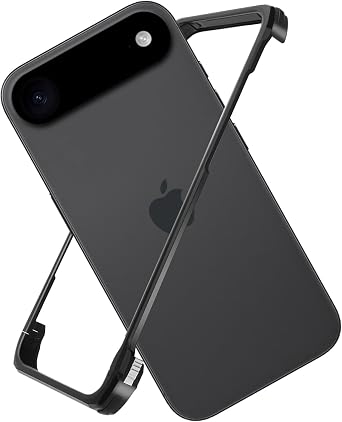 for iPhone Air Metal Bumper Case Frameless, Slim Fit No Back No Frame Backless Aluminum Alloy Bumper Compatible with MagSafe 4 Corners Shockproof Black