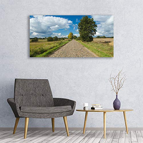 Impression sur verre trempé 120x60cm route de campagne tableau déco mural