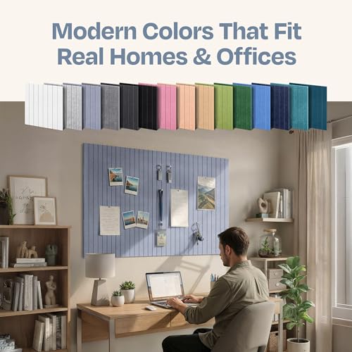 Image of X-Large Cork Board Alternative 12-Pack Felt Bulletin Board Thick and Decorative Pin Board for Home Office Walls 47.24 x 35.43 Inches with 72 Adhesive Tabs - [Dusky Gray]