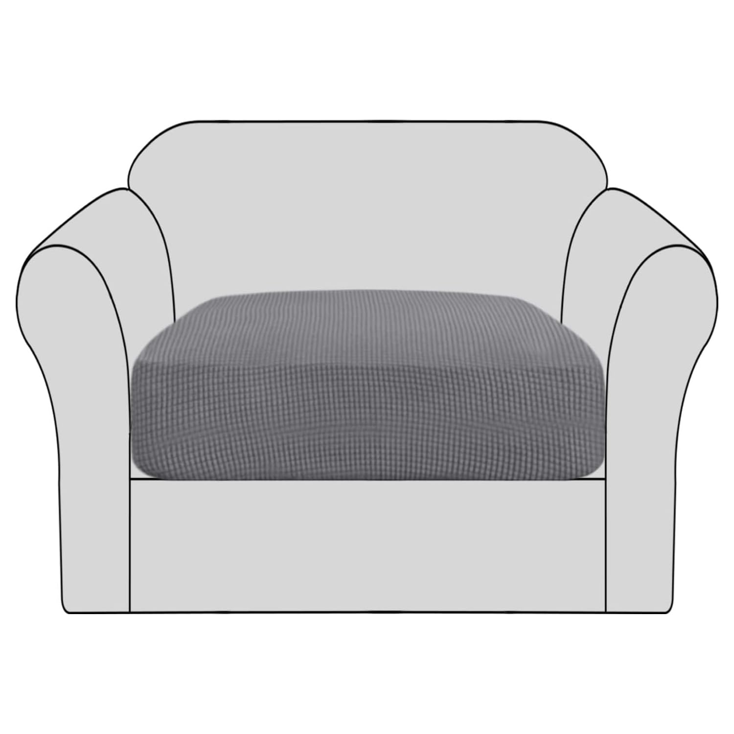 Bellahills Grey Stretch Sofa Seat Cushion Cover Sofa Couch Cushion Furniture Protector Sofa Slipcover With Elastic Bottom Spandex Jacquard Fabric Small Checks(1 Piece, )