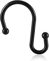 Vista 2 de Ganchos decorativos negros para cortina de ducha, alambre de metal de 0.197 pulgadas, 12 ganchos en S, para baño, ropa, toallas, utensilios