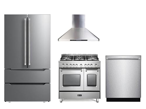 Verona VPFSGG365DSS 36 Inch Prestige Series Freestanding Gas Range With Double Oven 5 Sealed Burners Oven Racks And Cast-Iron Grates In Stainless Steel thumb #2