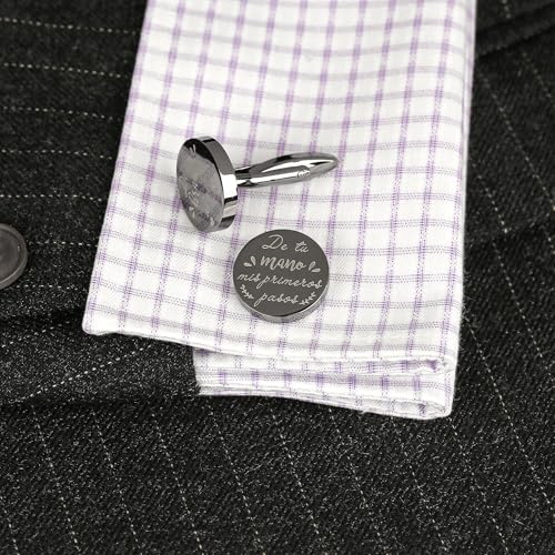 Mancuernillas de acero personalizadas grabadas para hombre miniatura 4