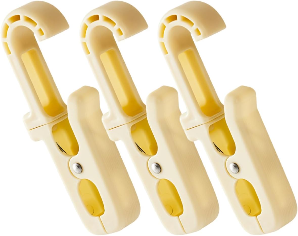 TOYANDONA 3pcs Multipurpose Large Clip Hooks Laundry Clothes Hangers Beige Non-Slip Rotatable Hooks for Home Organization