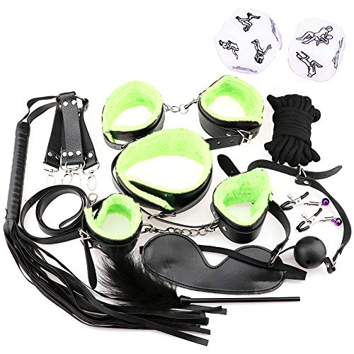 YameiS 10 Piezas de Cuero de Yoga Felpa Divertido tapón de Boca reemplazo de Mano fijación de Paso de pie, Incluido con 2 Dados (Negro y Verde)