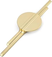 Vista 1 de Rergy Manijas de gabinete y pomos de puerta de media luna, paquete de 2 unidades de oro cepillado con agujero central de 5 pulgadas, accesorios