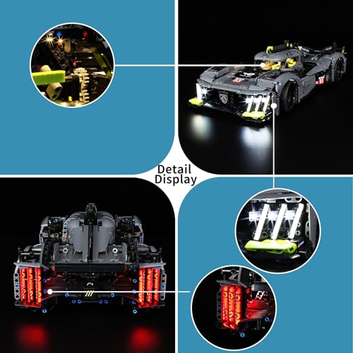 BrickSoul Led Light Kit for Lego Technic Peugeot, Compatible with 42156 Lego Light Kit, Light Up Legos 9X8 Mans Hybrid Hypercar Building Blocks Model - NO Lego Blocks Set (Classic Version) - Thumbnail 2
