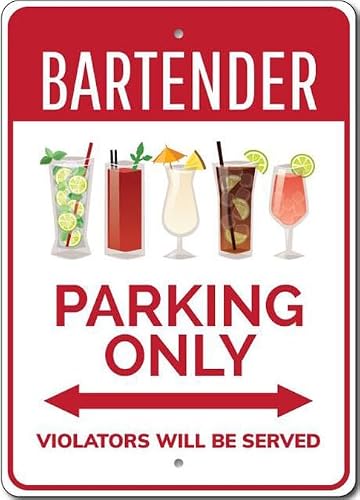 Bartender Parking Only Sign Reserved Pub Bar Decor Metal Plaque