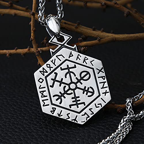 Médaillon amulette d'acier inoxydable viking avec chaîne de quille robuste YABEME