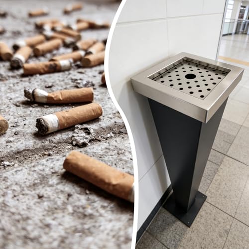 Image of Standing Waste Containers Trash Cans, Rubbish Bin Indoor Outdoor Stainless Steel Vertical Freestand Trash Bin with Key,Pub Hotel Restaurant Garden Standing Bin (A1)