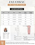 JASAMBAC Women's Dark Pink XL Casual Business Dress, Midi Length, V-Neck, Batwing Flutter Sleeves, Ruched Wrap Dress, Summer, Solid, Formal, Dress - Image 6