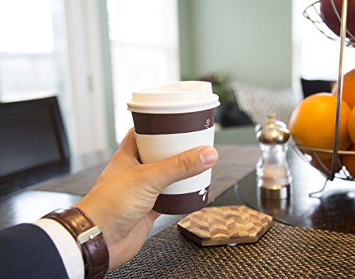 100 Pack 12Oz Disposable Paper Coffee Cups With Lid And Sleeves For Hot Beverage Drinks To Go | Free Stirring Straws Included #TOP2