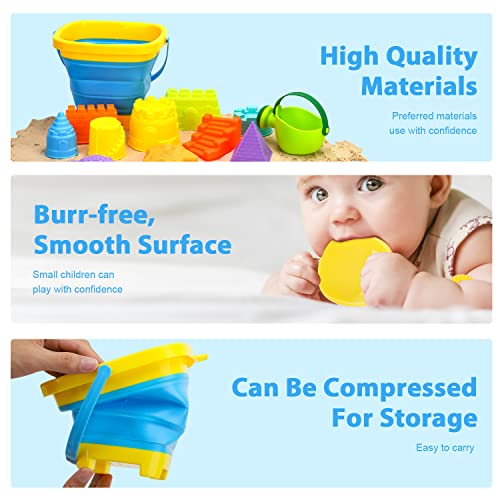 Toy Life Collapsible Beach Sand Toys For Kids 3-8-10-12, 40 Pcs Travel Beach Toys For Toddlers With Collapsible Sand Bucket And Shovels, Sand Castle Molds Kit Toys For Beach, Foldable Bucket #TOP7