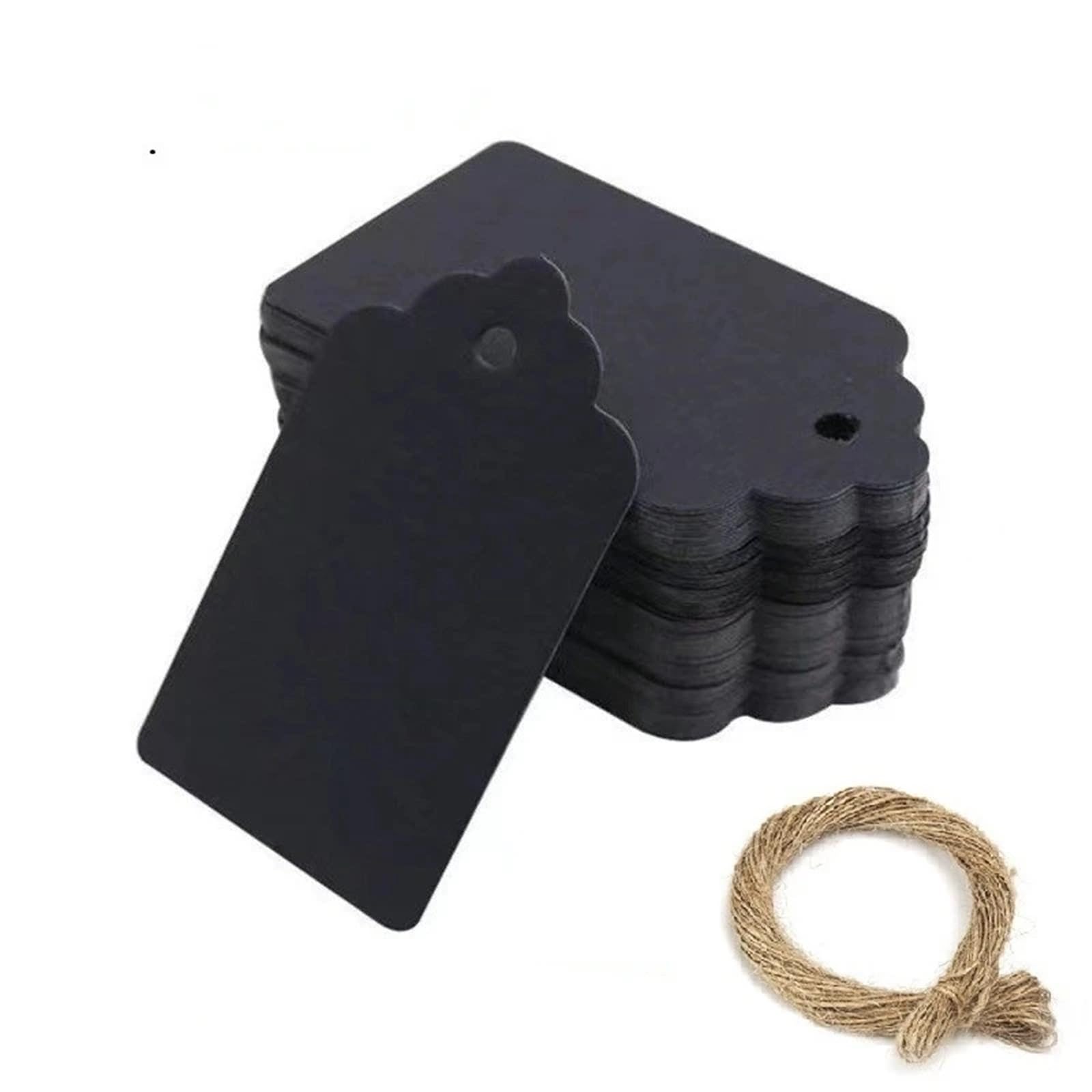 500pcs Kraft Paper Blank Gift Hang Tags with String for Wrapping Price Small Packaging Supplies Material for Wedding Favors(Black)