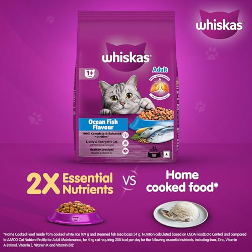 Whiskas Adult (1+ Years) Dry Cat Food, Ocean Fish Flavour, 3 kg, Contains 41 Essential Nutrients, Complete & Balanced Nutrition for Adult Cats (Image - 5)