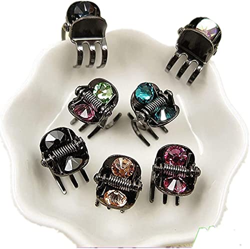 Cuhair 6 mini pinze per capelli con strass di cristallo, in metallo, con denti costanti, non sbiadiscono, per ragazze, signore, donne, mini pinze per capelli (6 pezzi)