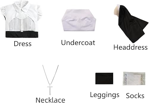 Miniatura 4 de Disfraz de monja para mujer, disfraz de monja gótica, uniforme de Halloween, conjunto completo