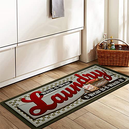 Image of Pauwer Laundry Room Rug Runner 20 inchx48 inch, Non Slip Waterproof Laundry Mat