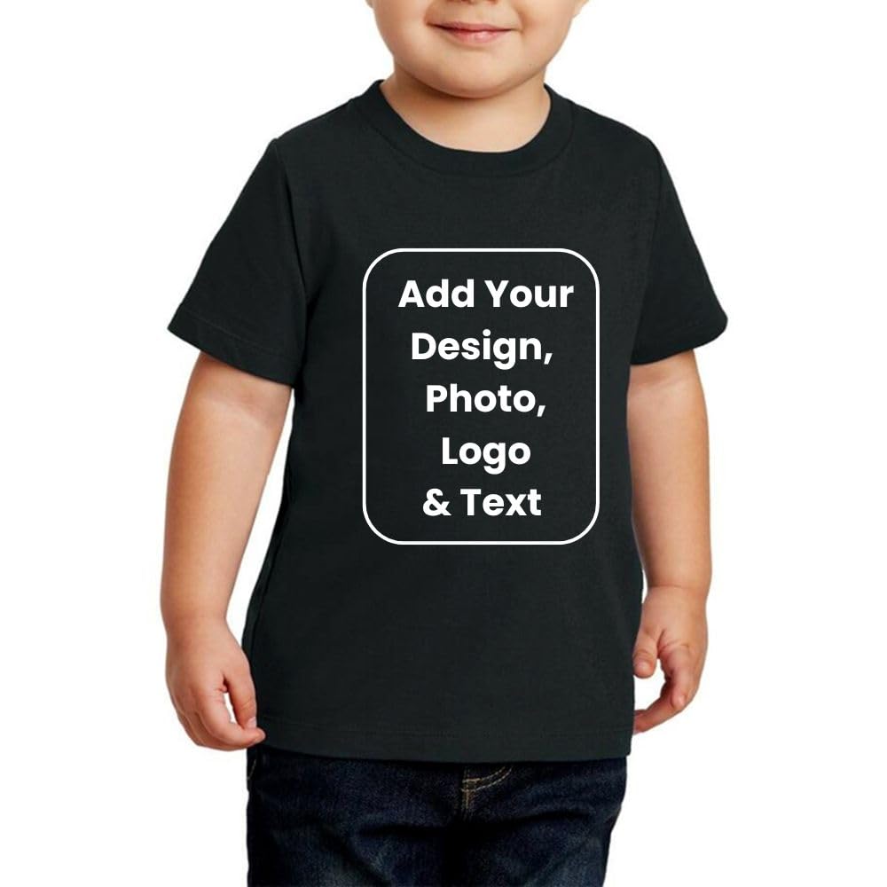 PRINTSHOP4MEPersonalized Kids Boys T-Shirt - Round Neck Short Sleeve Cotton Tshirt - Customizable with your Design - Gifts for Birthdays, Parties