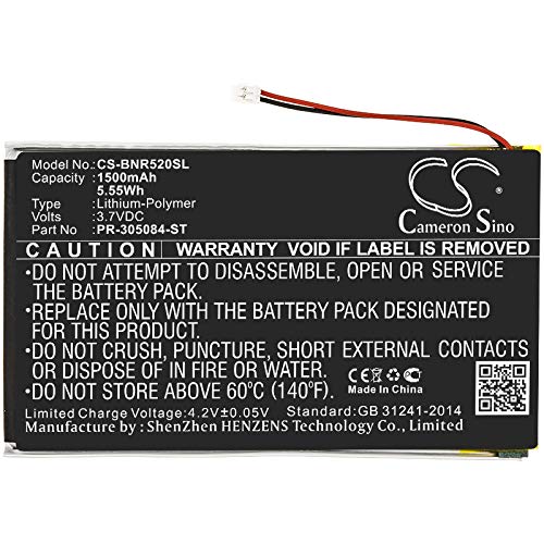 Cameron Sino Replacement Battery for Barnes & Noble BNRV520, GlowLight 3, GlowLight 6 inches