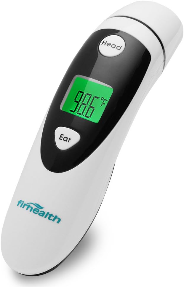 Forehead and Ear Thermometer, Infrared Digital Fever Thermometer for Baby, Adult and Elderly Professional Precision and Medical Accuracy Fever Alarm, CE and FDA Approved, Black