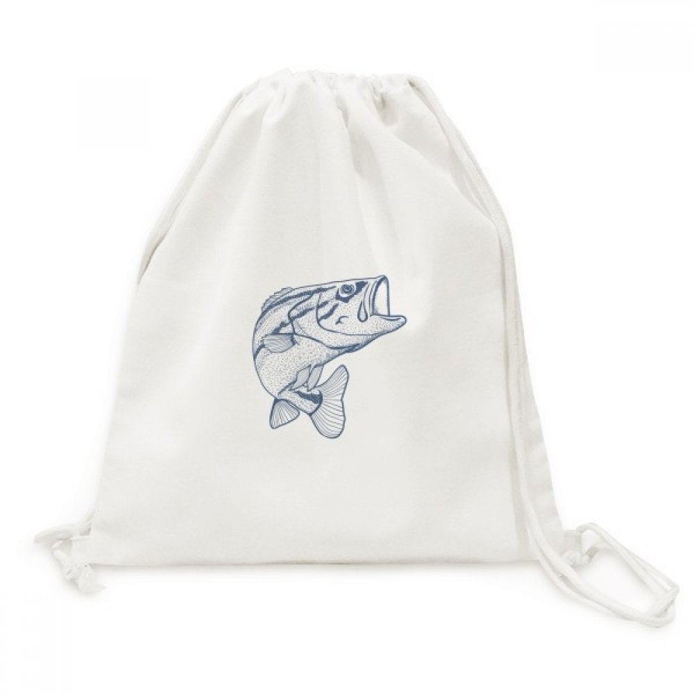 Sac à cordon en toile imprimé poisson bleu résistant et souple - 5