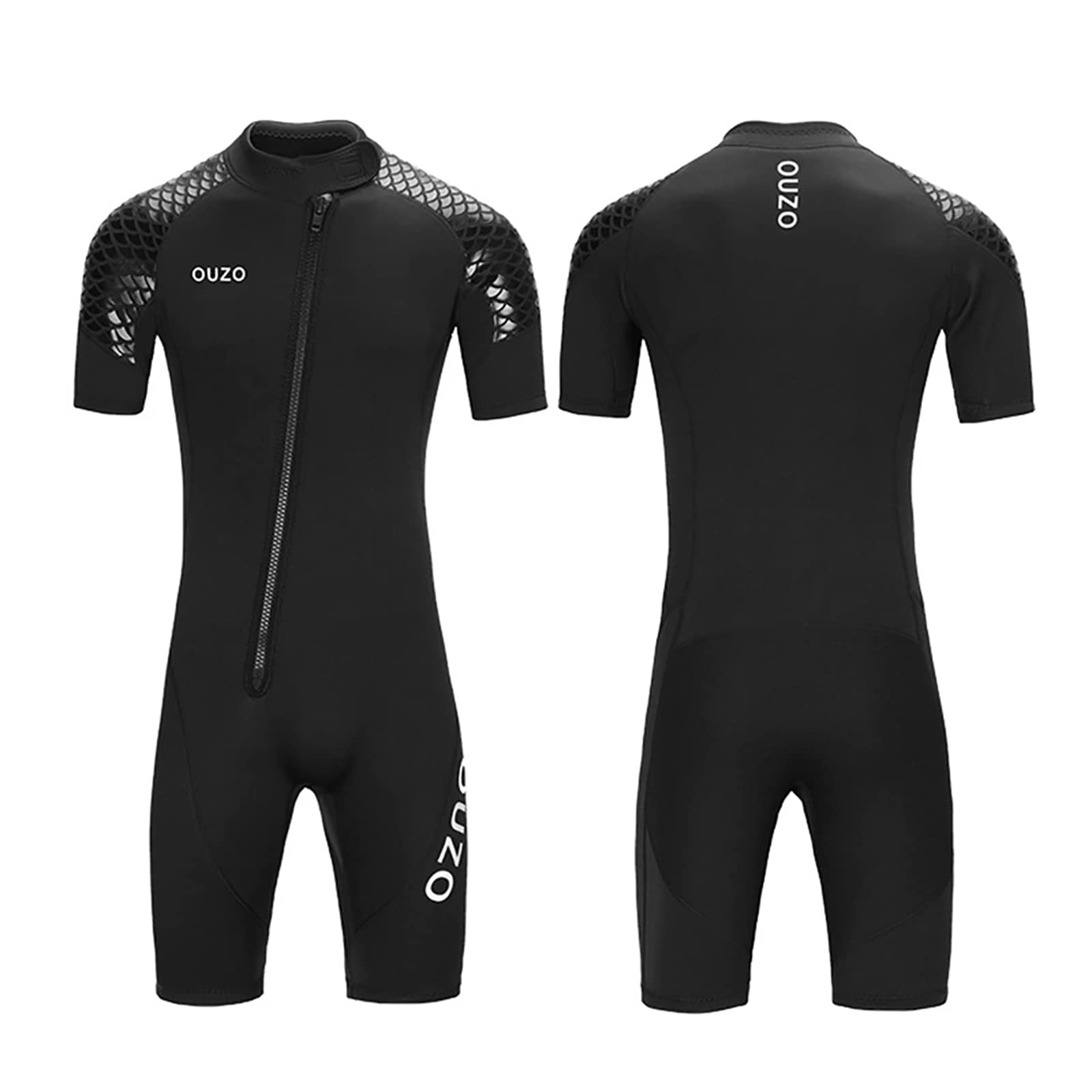 3mm Neoprene Shorty Wetsuit for Men Women, One-piece Diving Suit Front Zip Wetsuit for Scuba Diving Snorkeling Surfing Swimming,MEN,XL