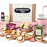 Afternoon Tea Hamper For 2 Gift Set | Luxury Treats for Women & Couples | Includes Tea, Sultana Scones, Clotted Cream, Strawberry Jam & Mini Biscuits | Afternoon Tea For Her