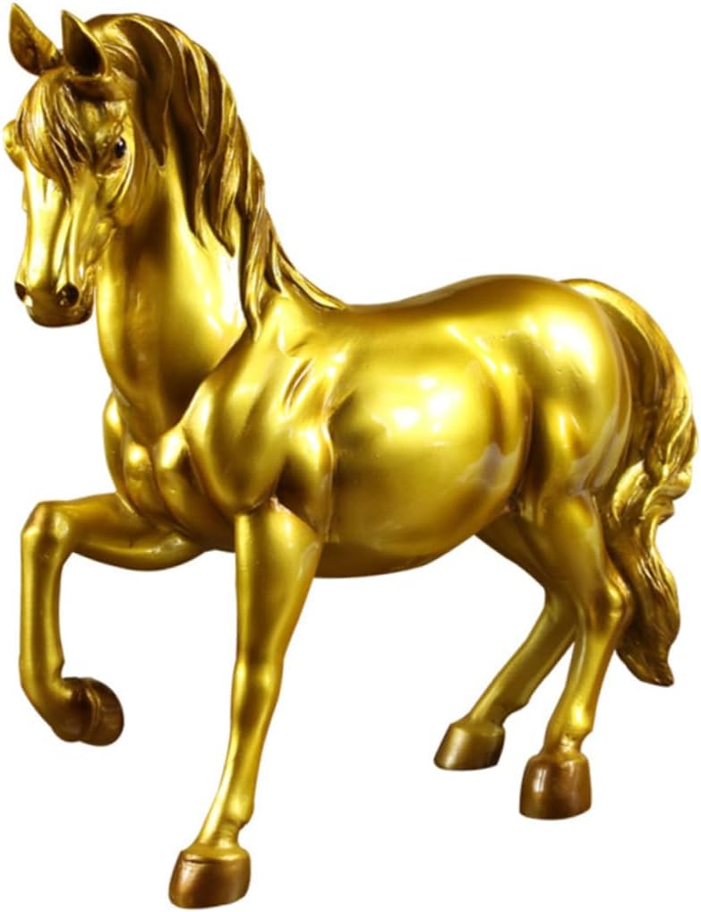 BESTonZON Horse Shape Coin Storage Jar Creative Resin Art Saving Pot for Boy Girl Golden Money Bank for Daily Savings Birthday Boy Girl