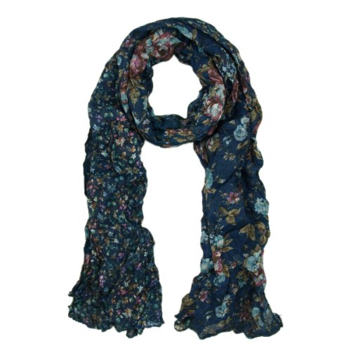TrendsBlue Unique Two Sided Flower and Cherry Print Scarf