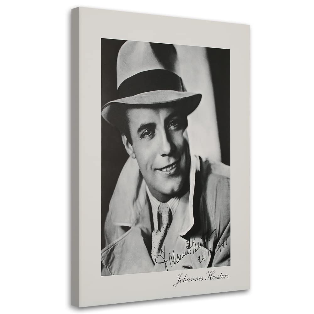 Feeby Quadro su Tela Non Tessuta 80x120 cm Johannes Heesters attore 1 pezzo Stampa Murale Fotografia Decorazione da parete Immagini Moderni per Soggiorno Camera da Letto Film Hollywood bianco e nero
