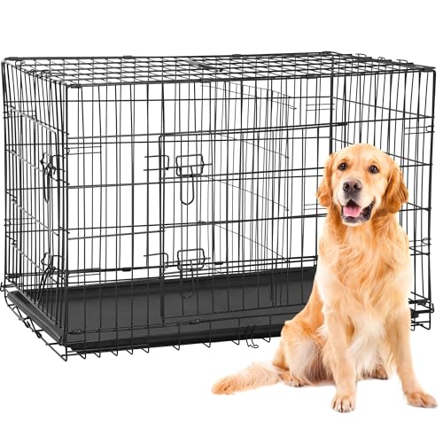 Image of BestPet | Dog Crate | 42 inch | Black | Foldable Metal Kennel with Single Doors