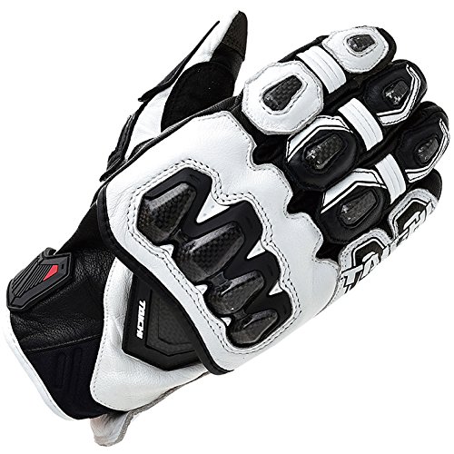 RS Taichi High Protection Leather Gloves - RST422 (Medium) (White/Black)