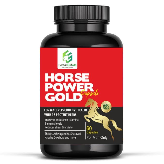 Horse Power Gold Capsule 1000 MG for Men| Ayurvedic Medicine - For Stamina, Muscle Growth, Immunity & Overall Wellbeing| Horse Power Capsule (Pack of 60)